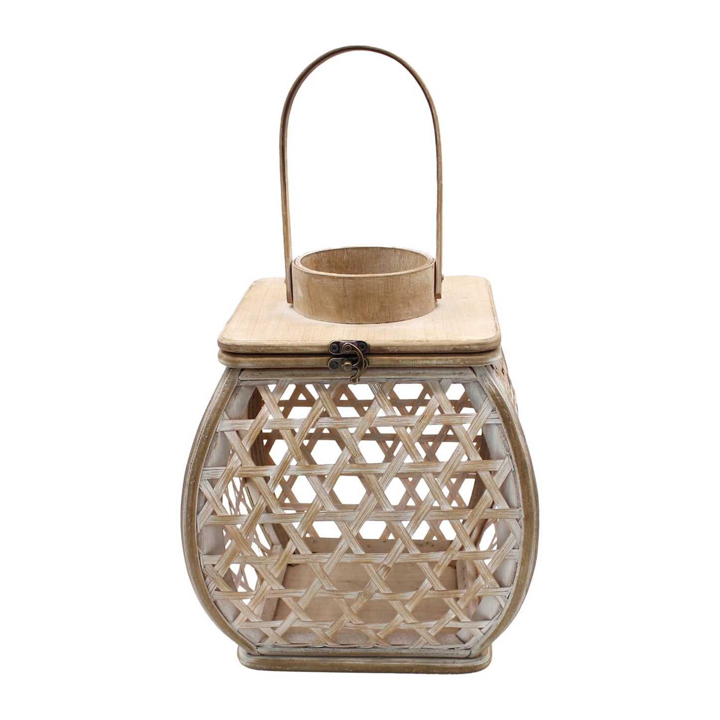 25BAF130 - Open Top Rattan-Style Lantern