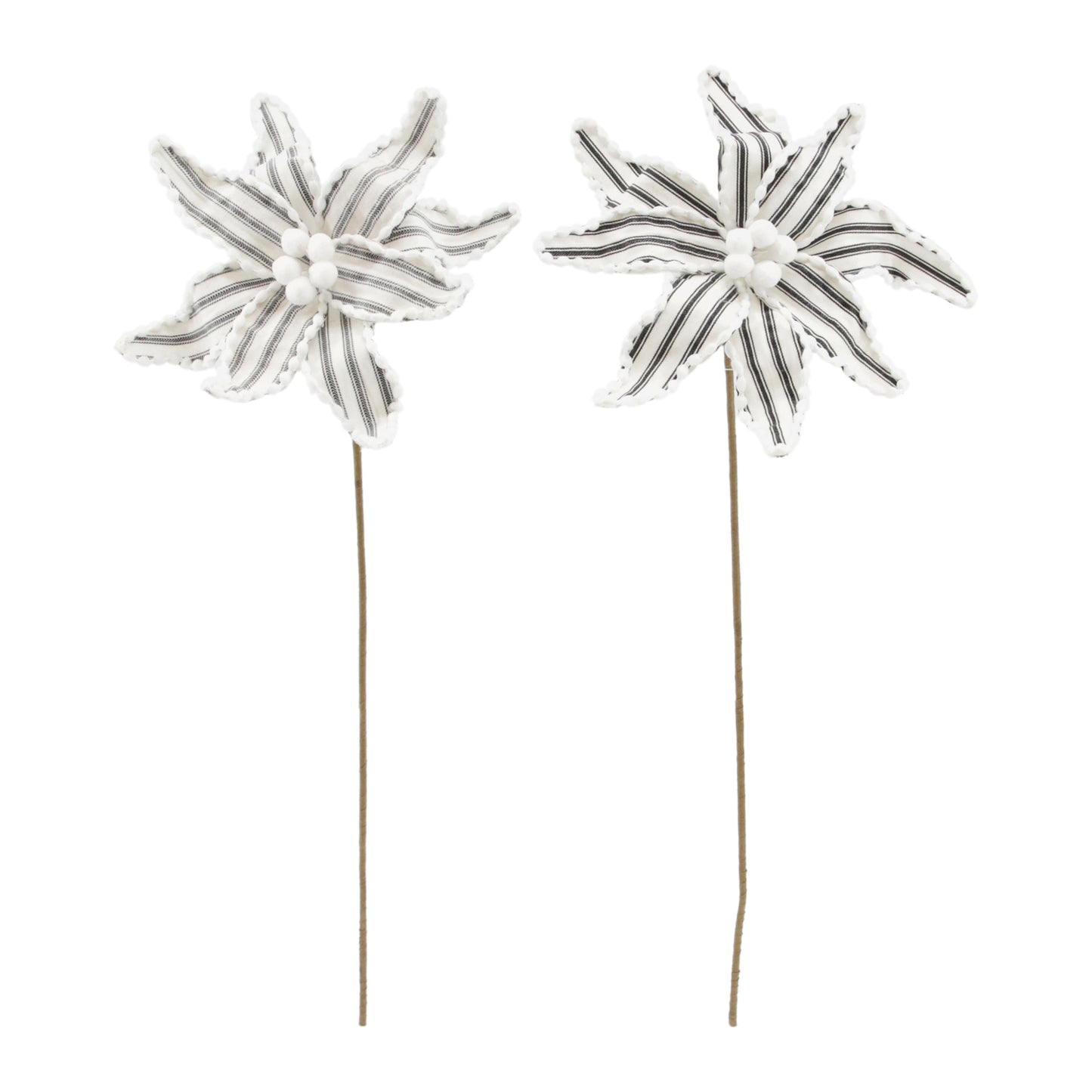 25FXQ718-2A - 2 Assorted Large White Beaded Poinsettias