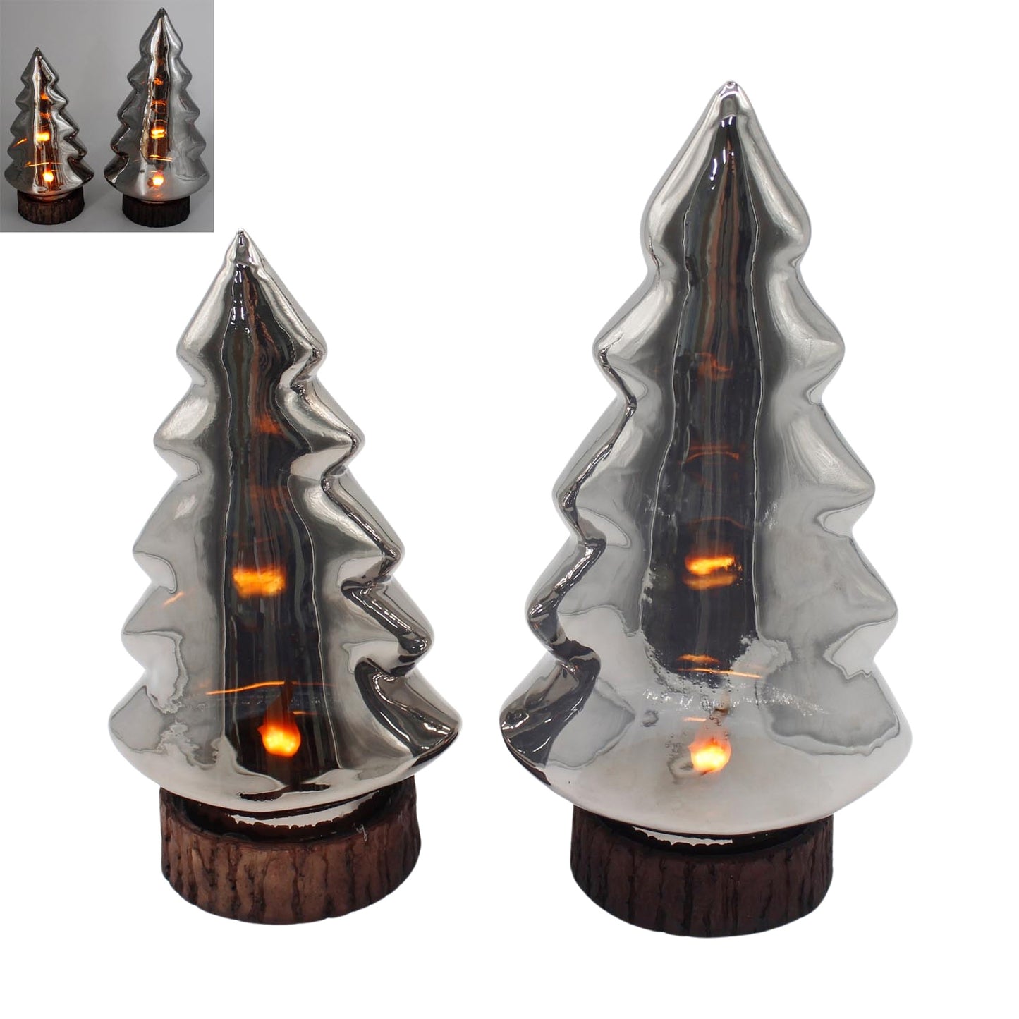 25GXS224-2S - Set of 2 Glass Lighted Trees
