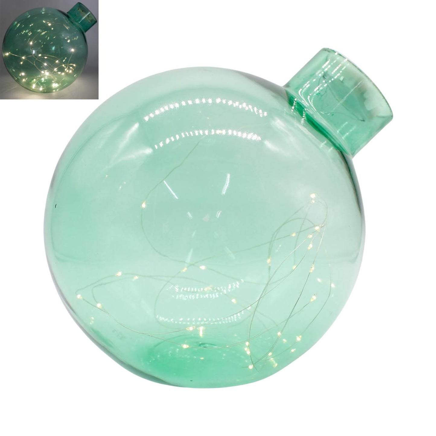 25GXS227 - Lighted Green Glass Globe Ornament