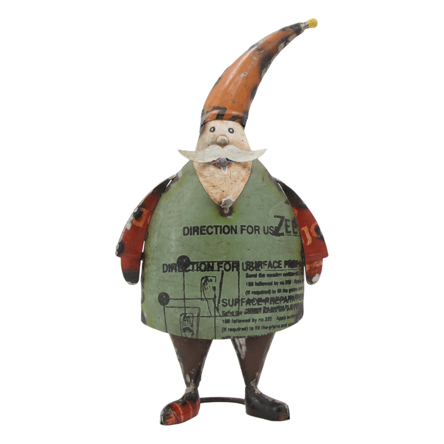 25MXI532 - "Olaf" Recycled Metal Green Coat Santa with Legs