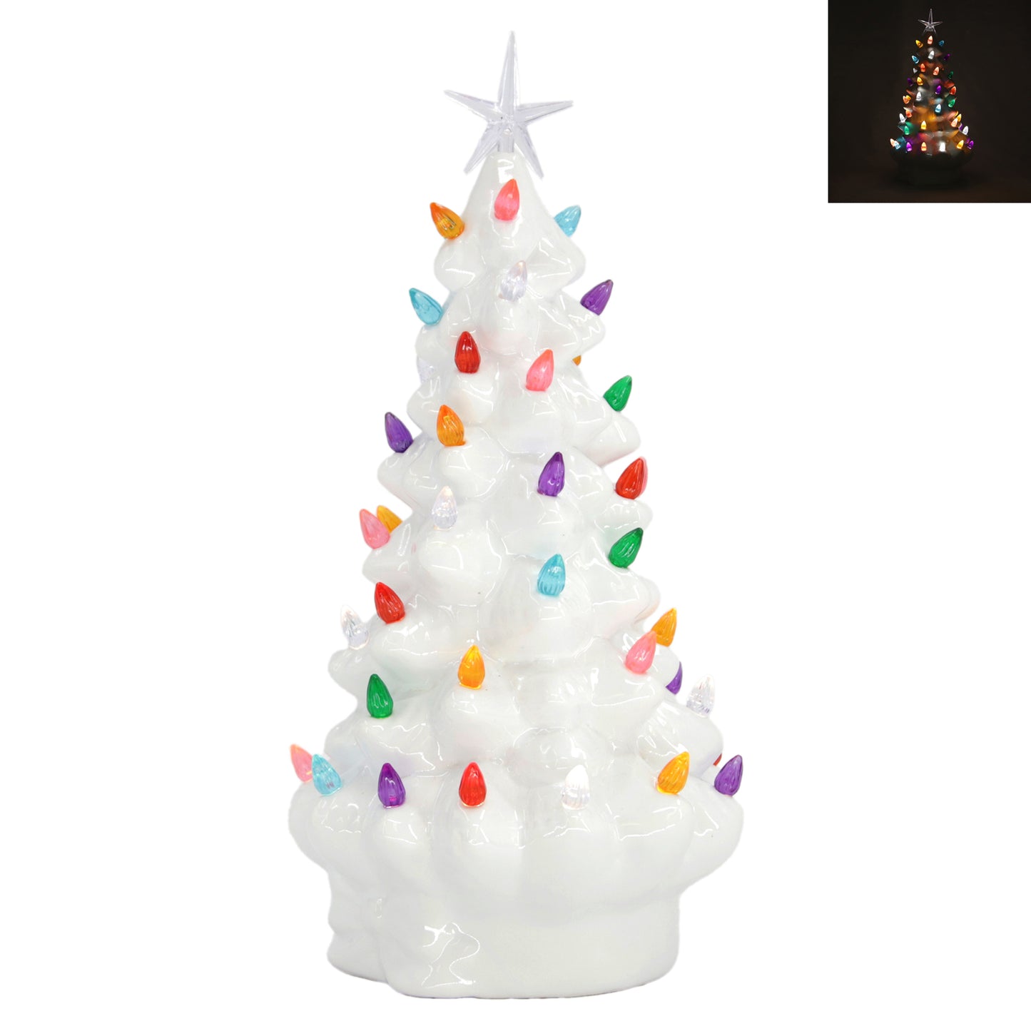 25PXF024 - Retro Lighted Porcelain White Tree