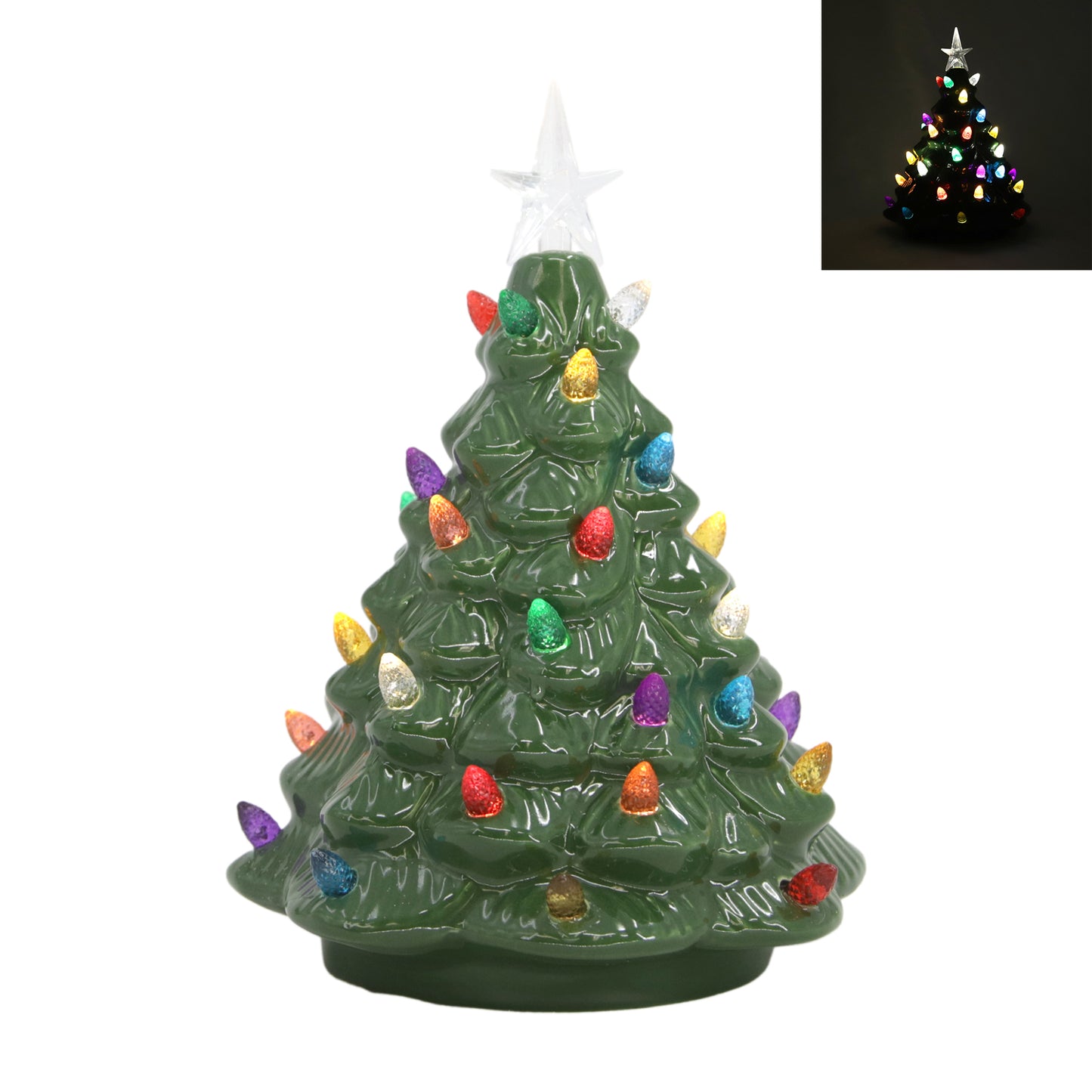 25PXF026 - Retro Lighted Porcelain Green Short Tree