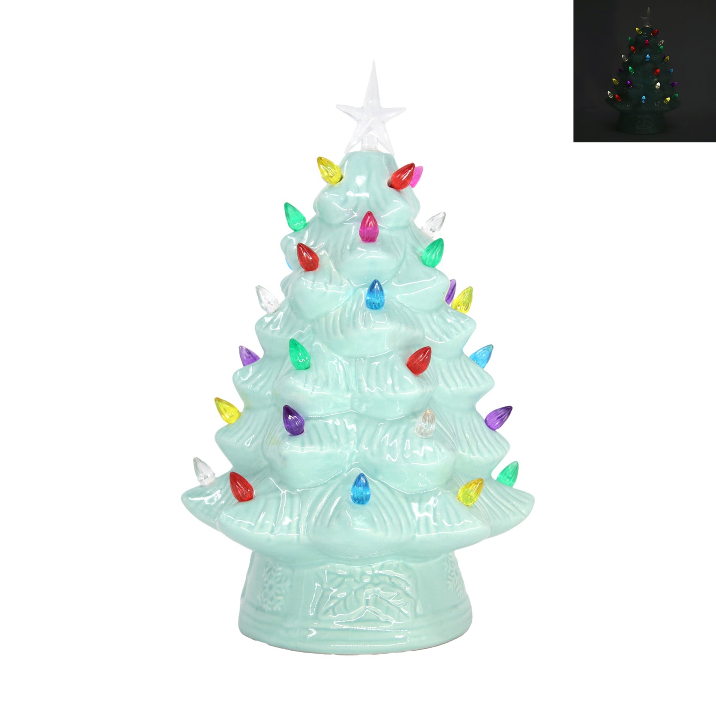25PXF065 - Retro Lighted Porcelain Icy Glacier Tree