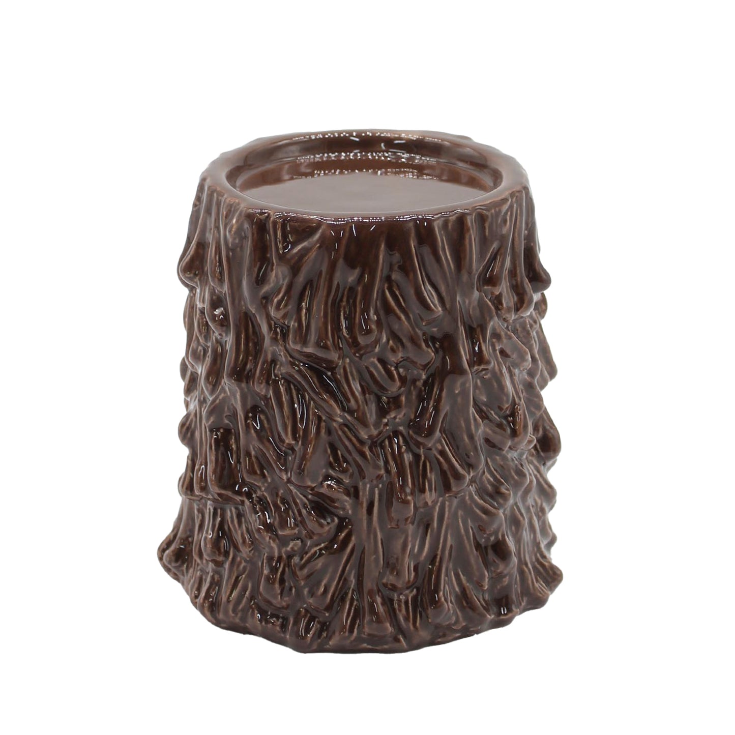25PXF090 - Short Organic Brown Porcelain Candle Holder