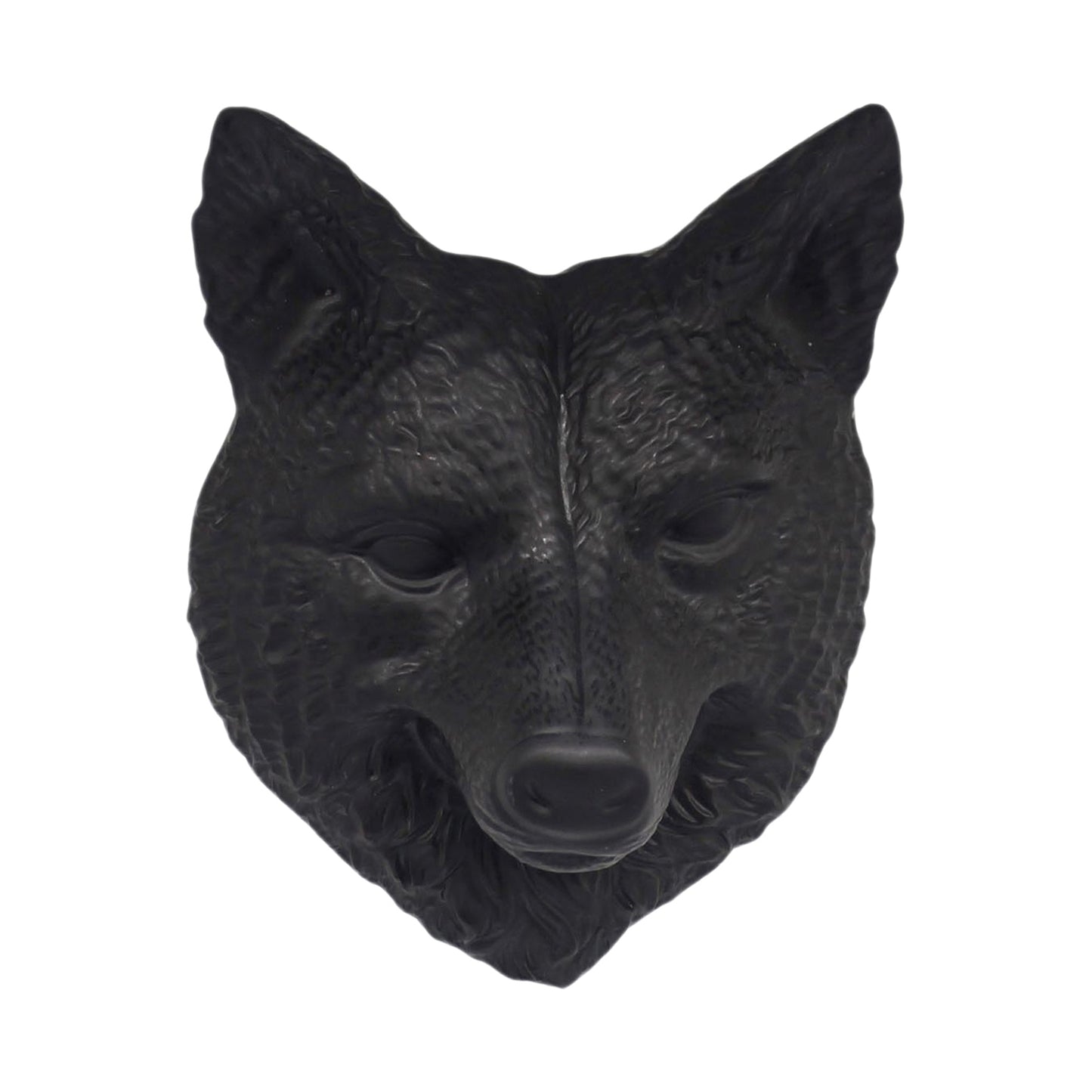 25PXF096 - Matte Black Porcelain Wolf Head
