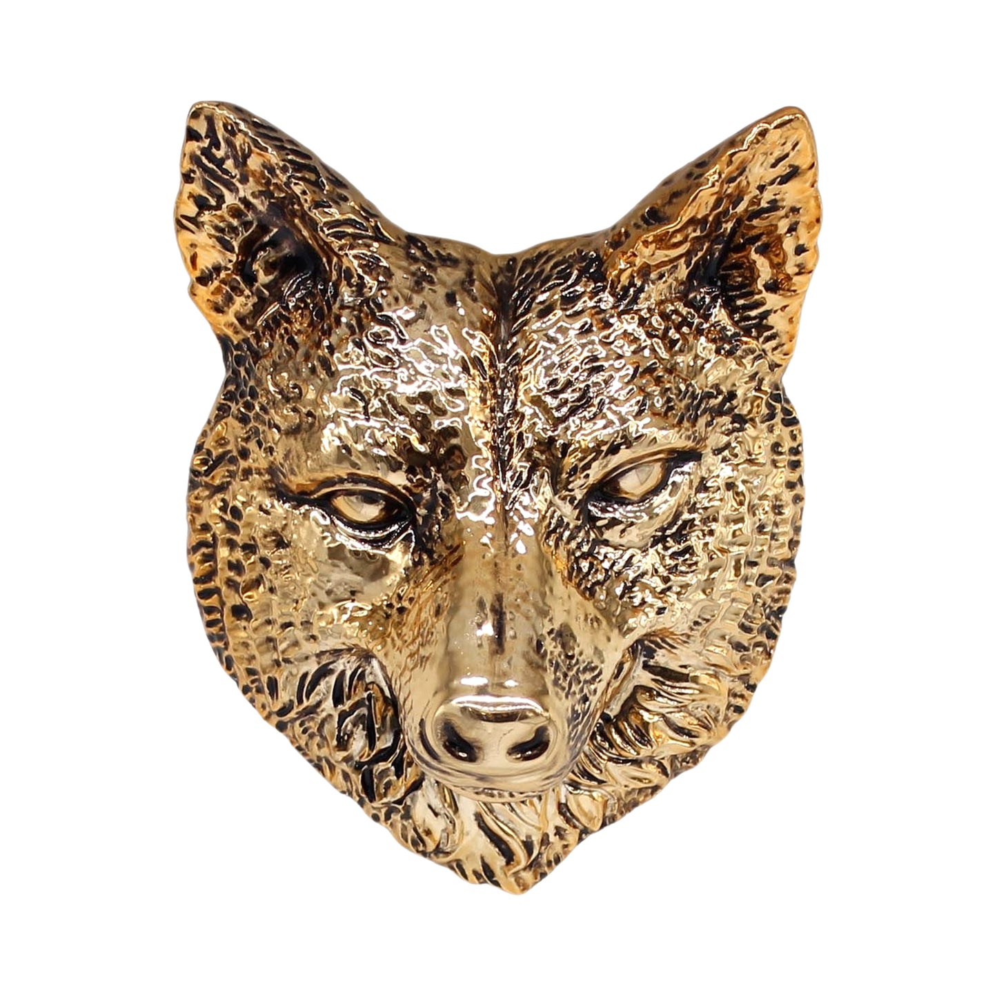 25PXF097 - Distressed Gold Porcelain Wolf Head