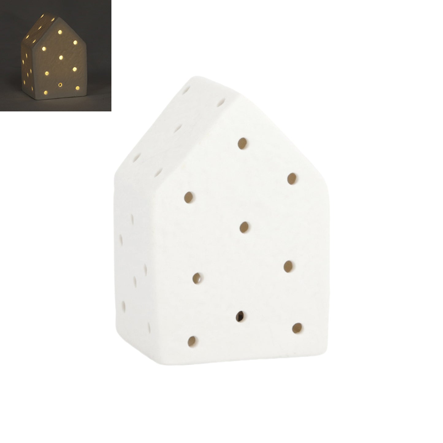 25PXF907 - Small White Resin Tiny Window Lighted House