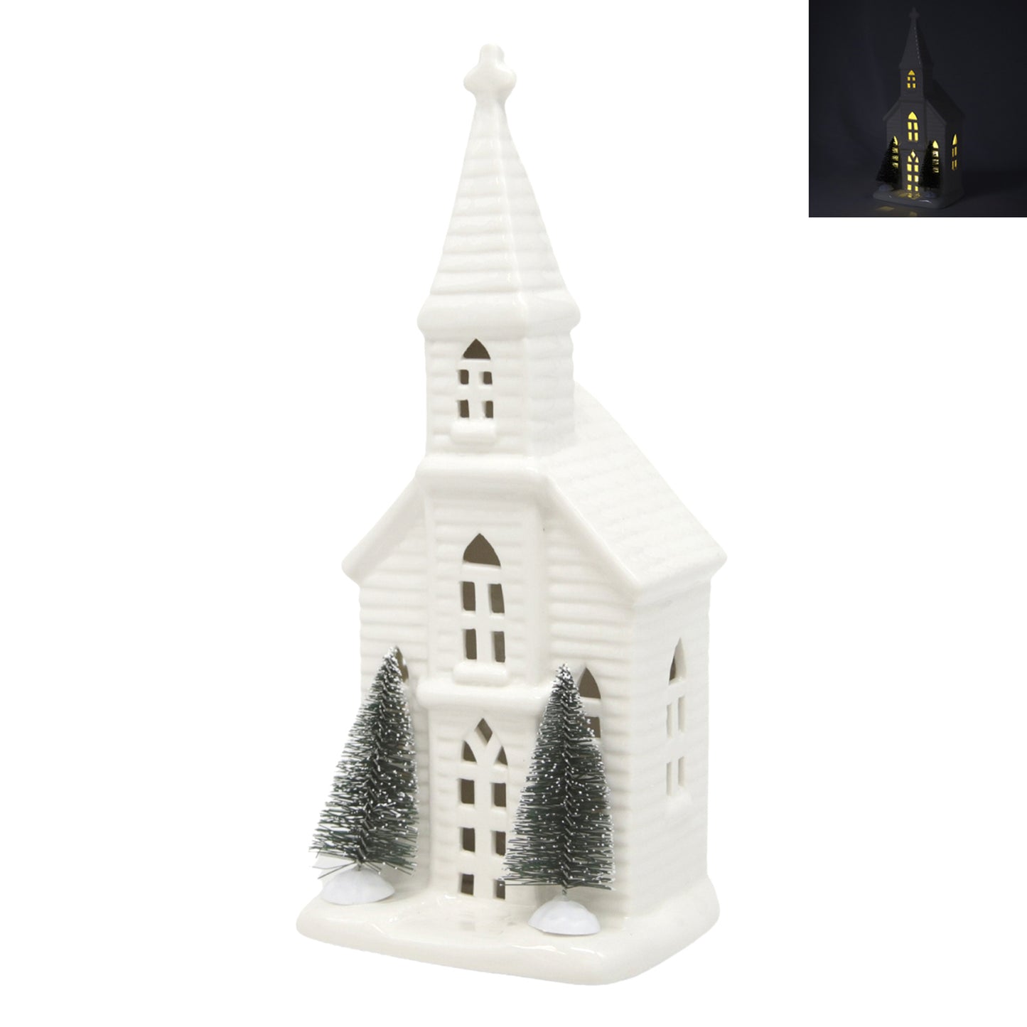 25PXF914 - Lighted Church with Trees