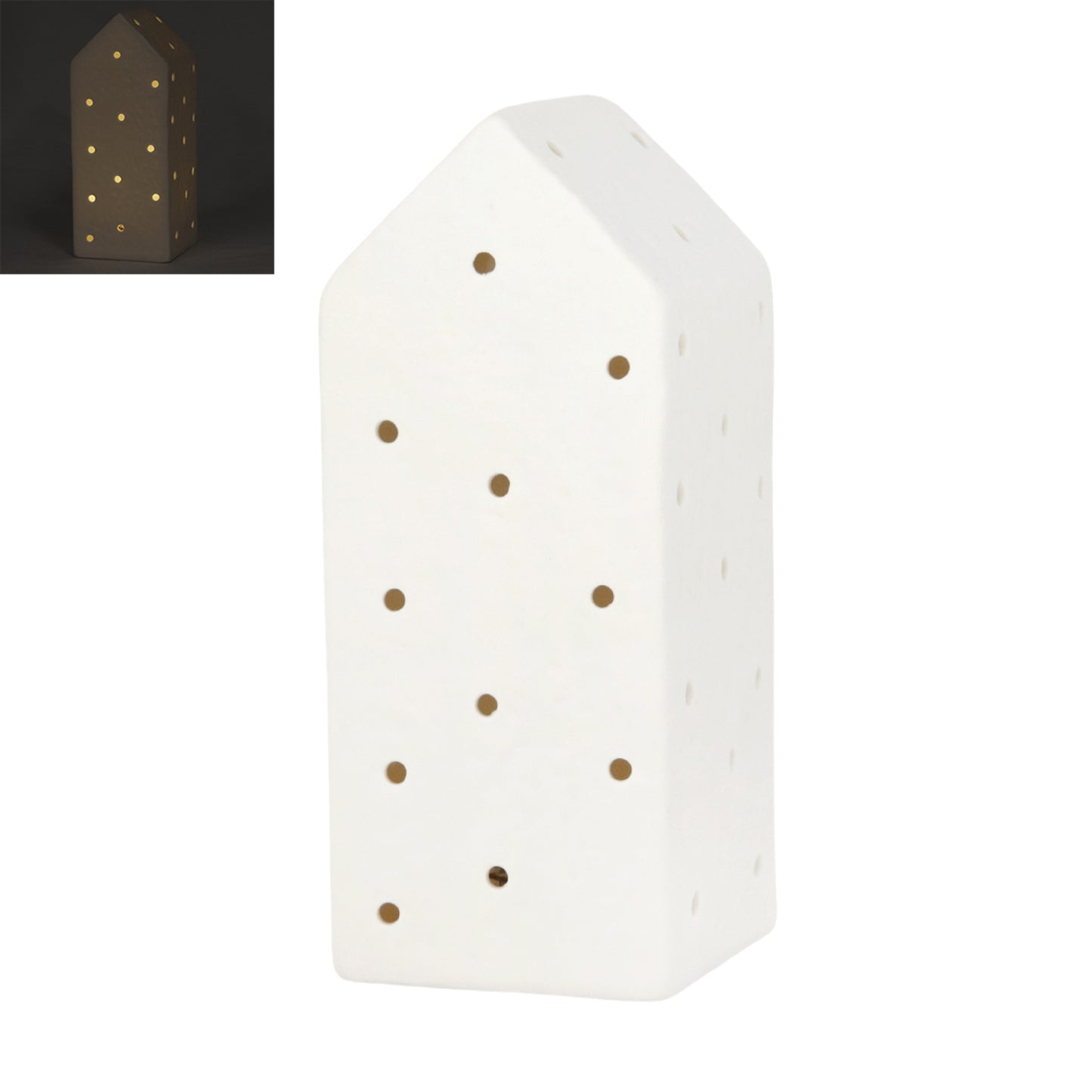 25RXF905 - Tall White Resin Tiny Window Lighted House