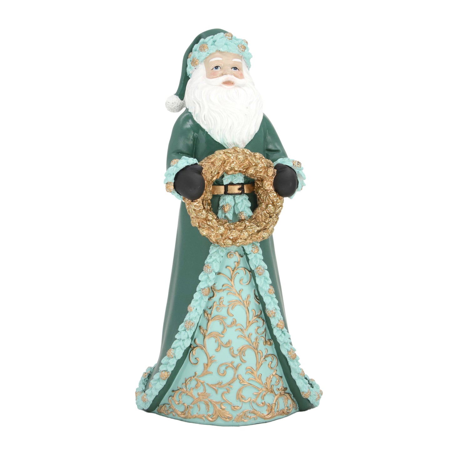 25RXF957 - Emerald and Turquoise Santa with Wreath