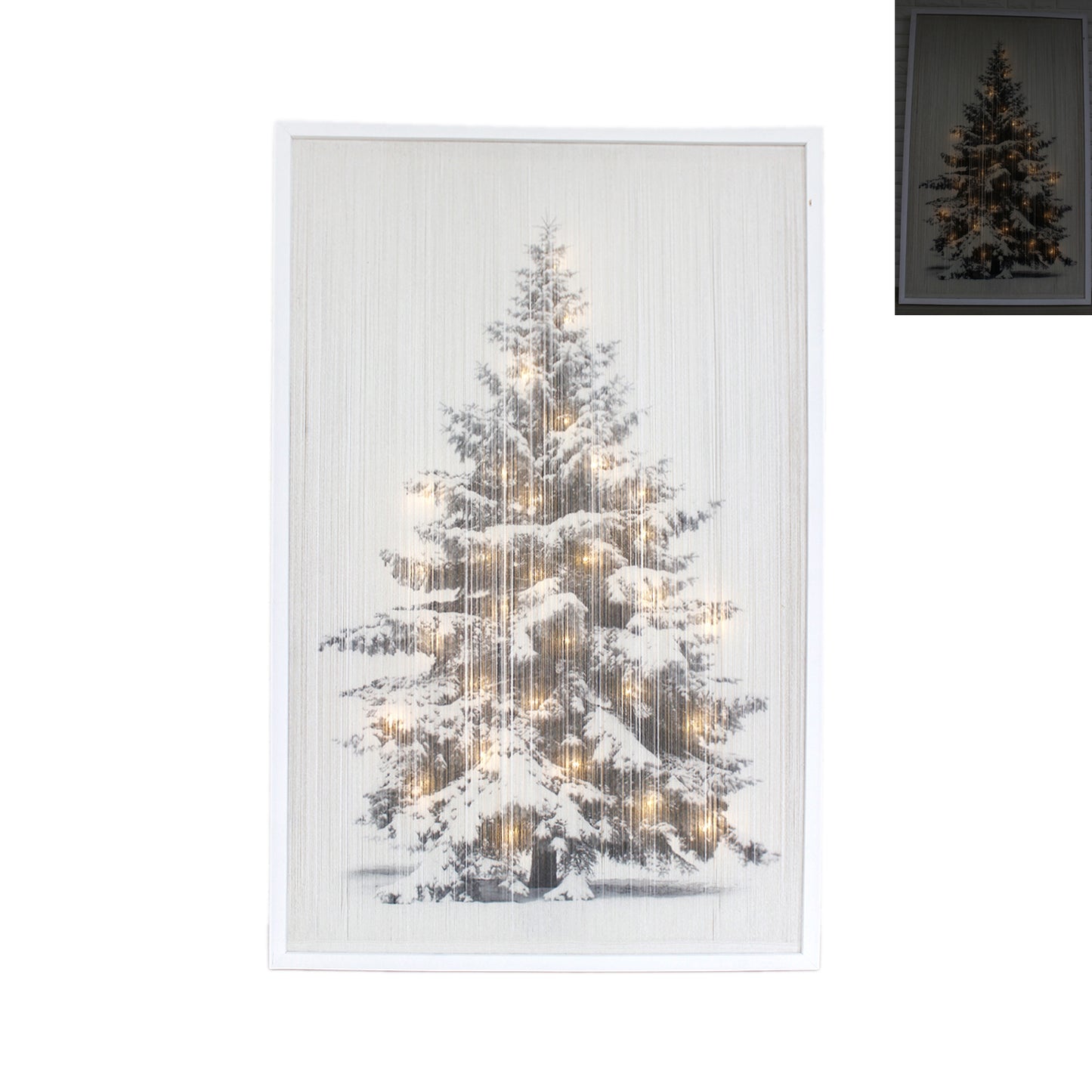 25WXF205 - Large Christmas Tree Whitewashed Frame with White Lights