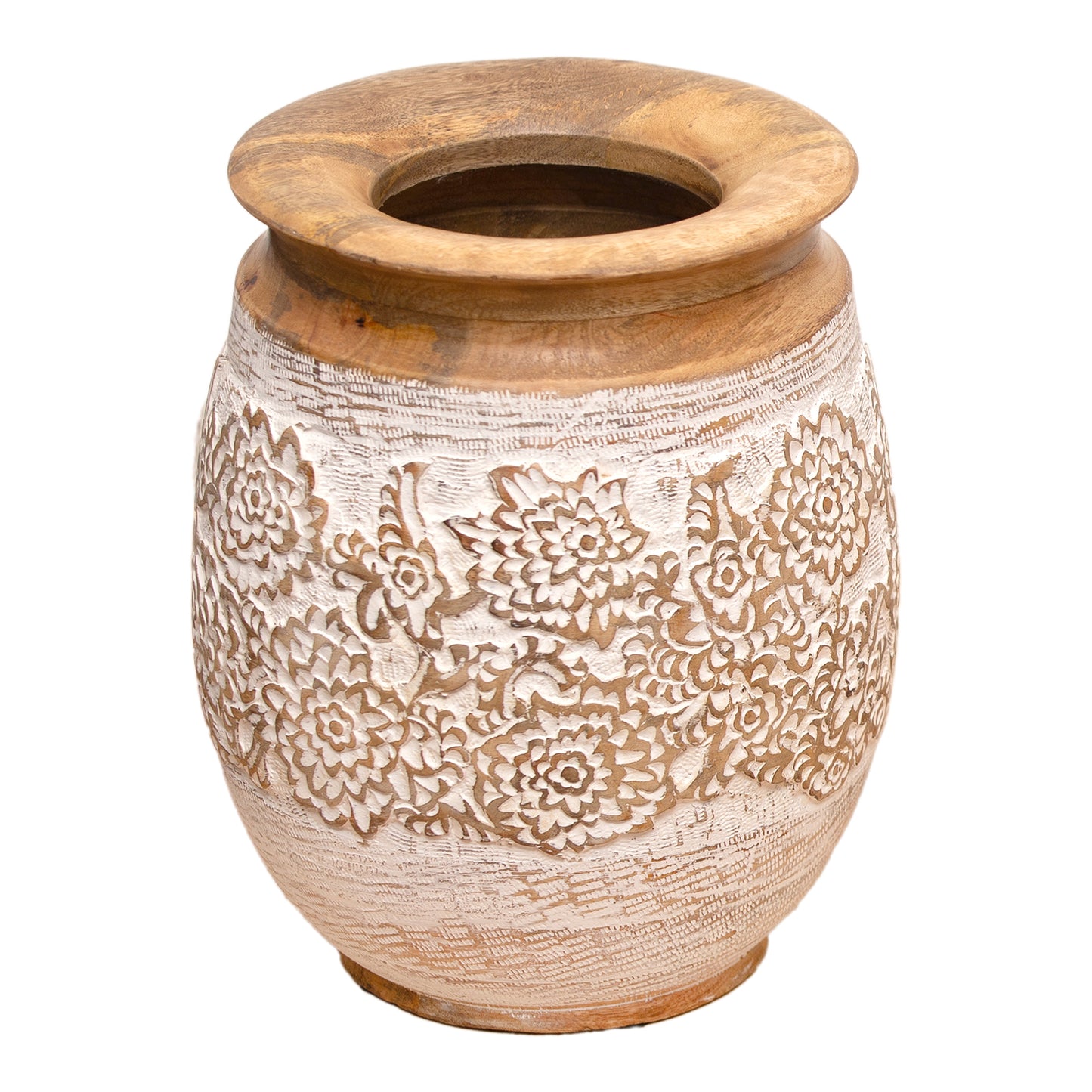 25WXI558-XLG - Extra Large Flower-Engraved Mango Vase