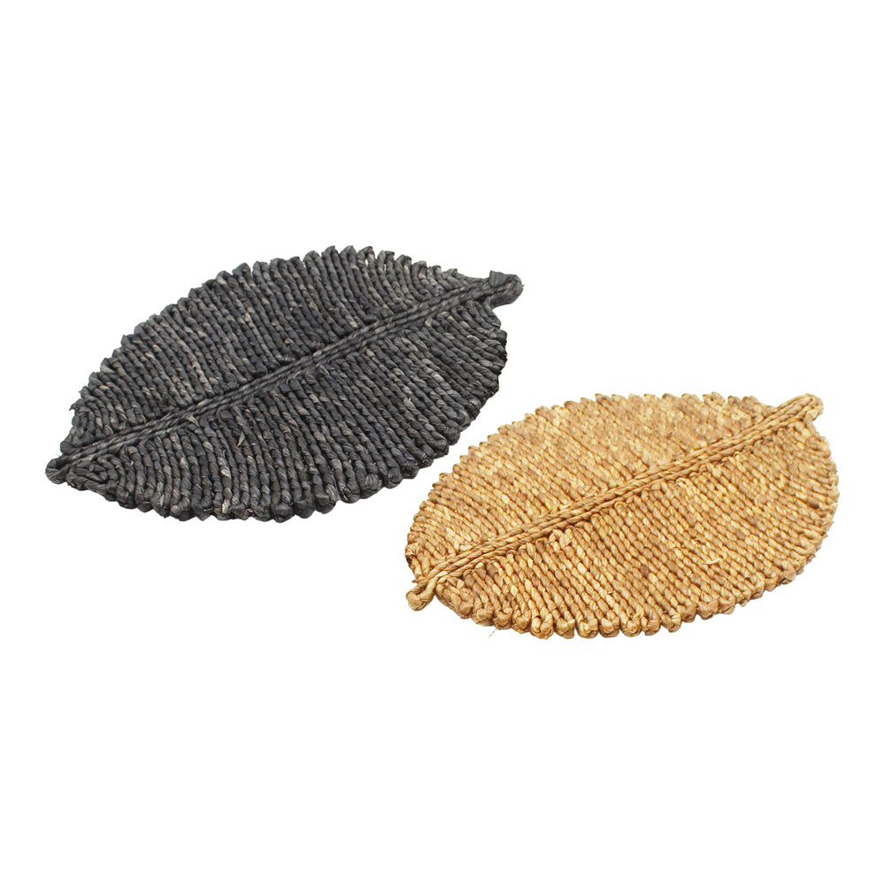 BFQ42329-2A - 2 Assorted Black and Orange Fall Leaf Placemats