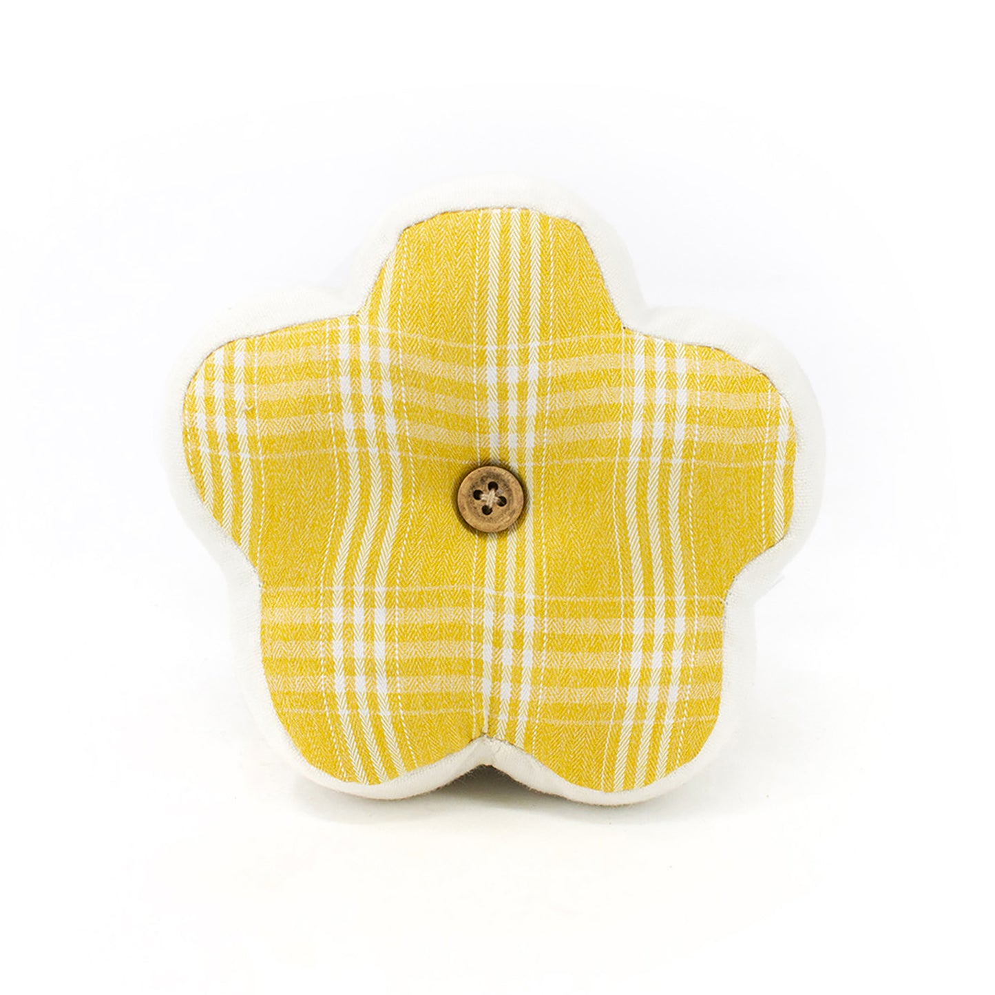 DAQ41251 - Yellow Check Daisy Pillow with Button