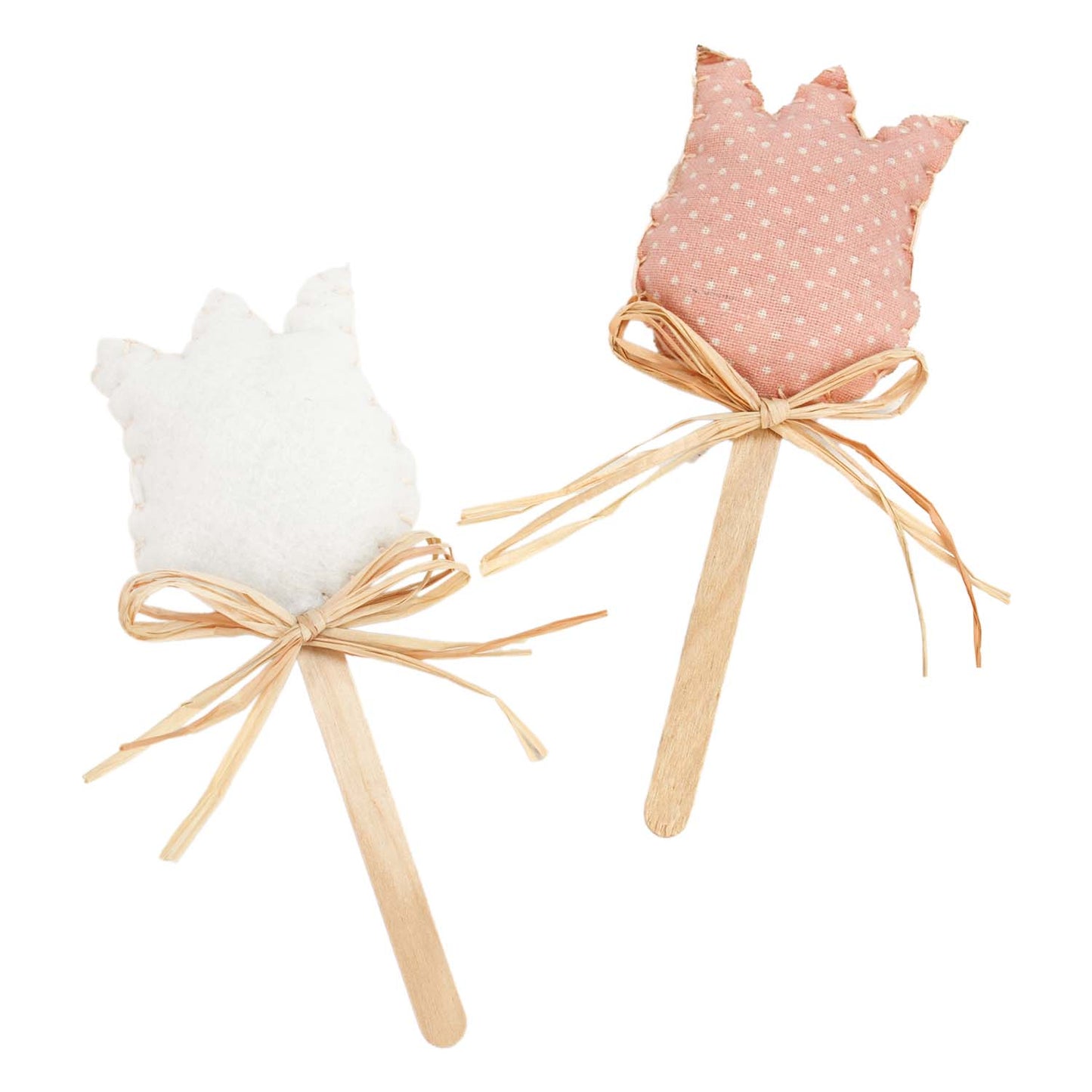 DAQ57186-2A - 2 Assorted White and Pink Plush Tulip Picks
