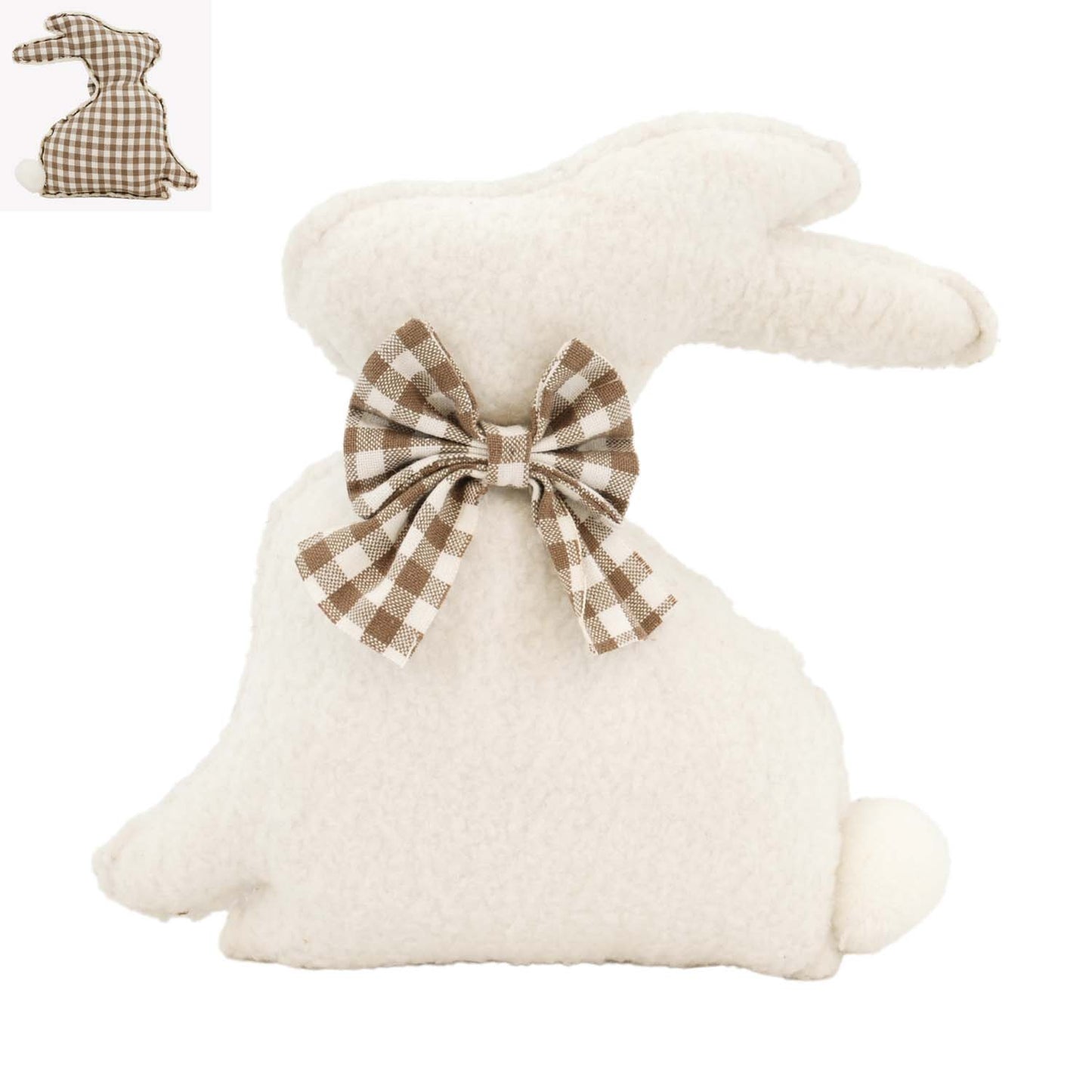 DAQ57222 - Simple White Plush Rabbit with Bow tie