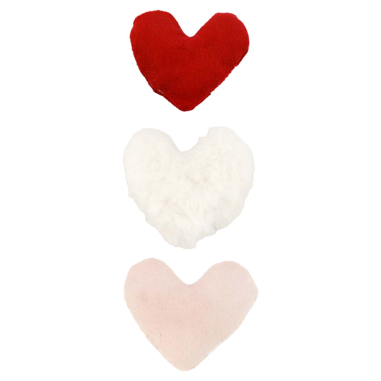 DAQ57232-3S - Set of 3 Pink, Red, and White Little Plush Hearts