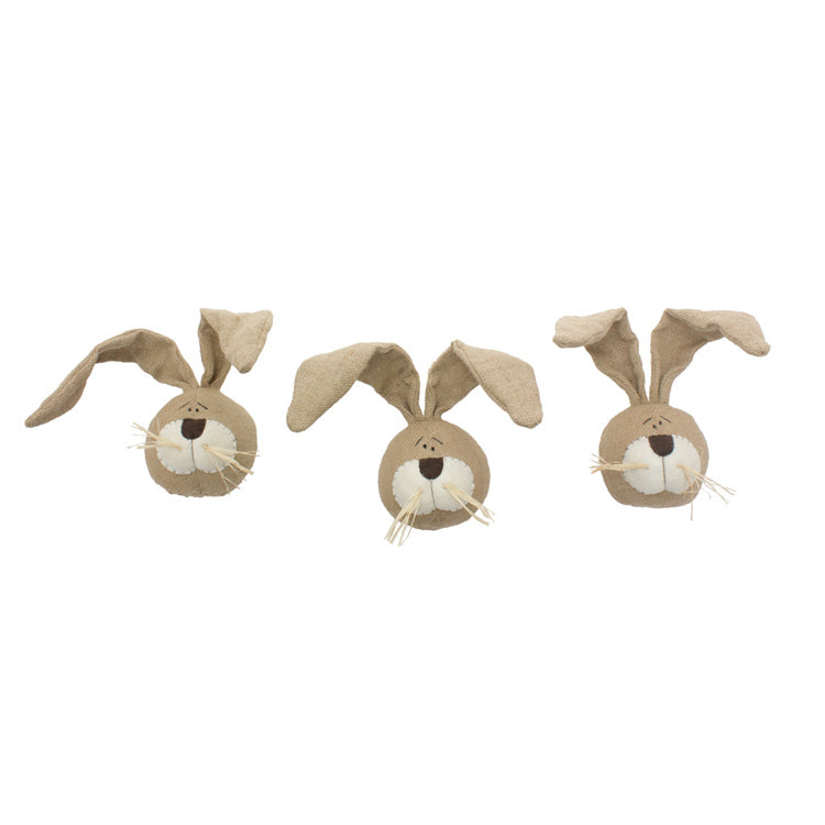 DAQ94227-3A - 3 Assorted Burlap Bunny Heads