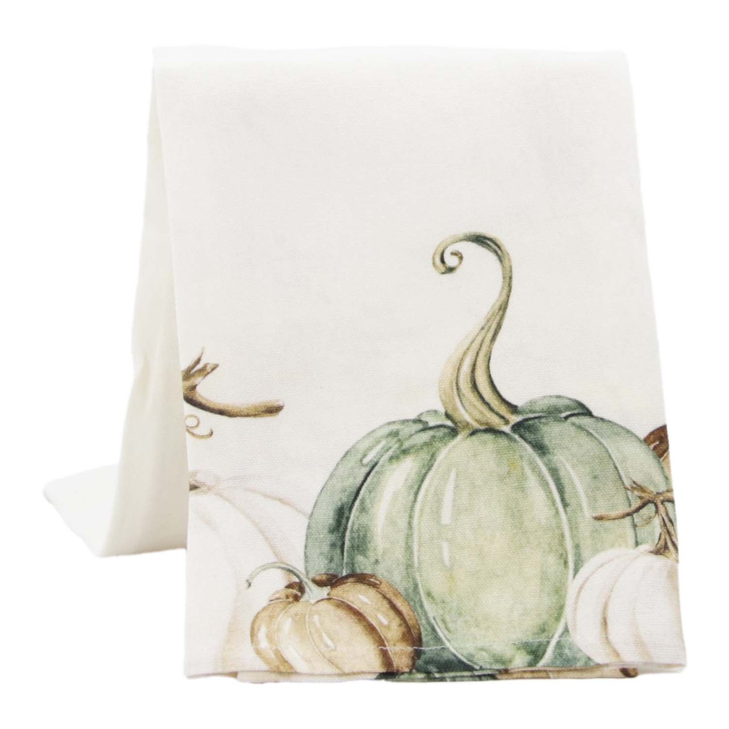 DFI58N043 - White Tea Towel with Pumpkin Trim