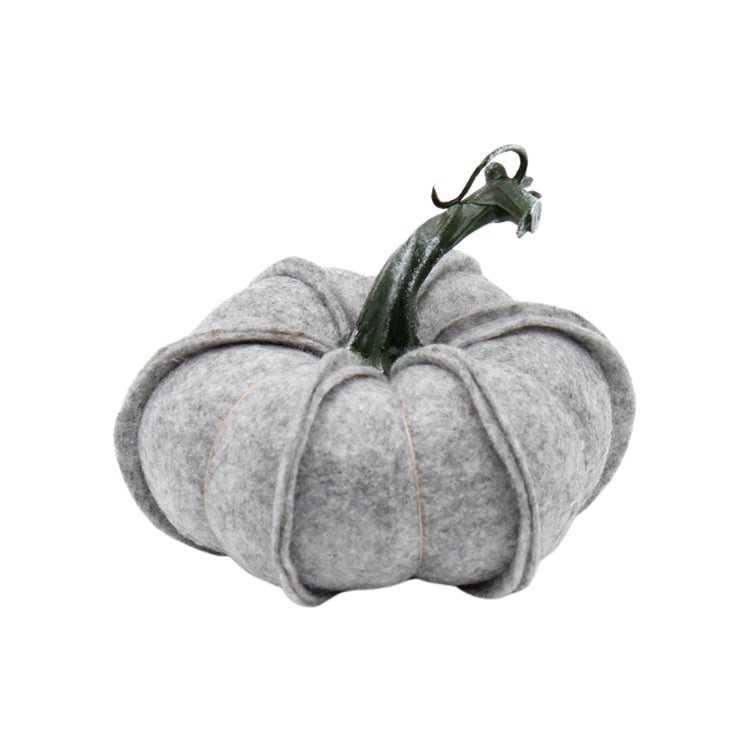 DFQ25167 - Small Gray Felt Plush Pumpkin 4.75 x 4.25 in