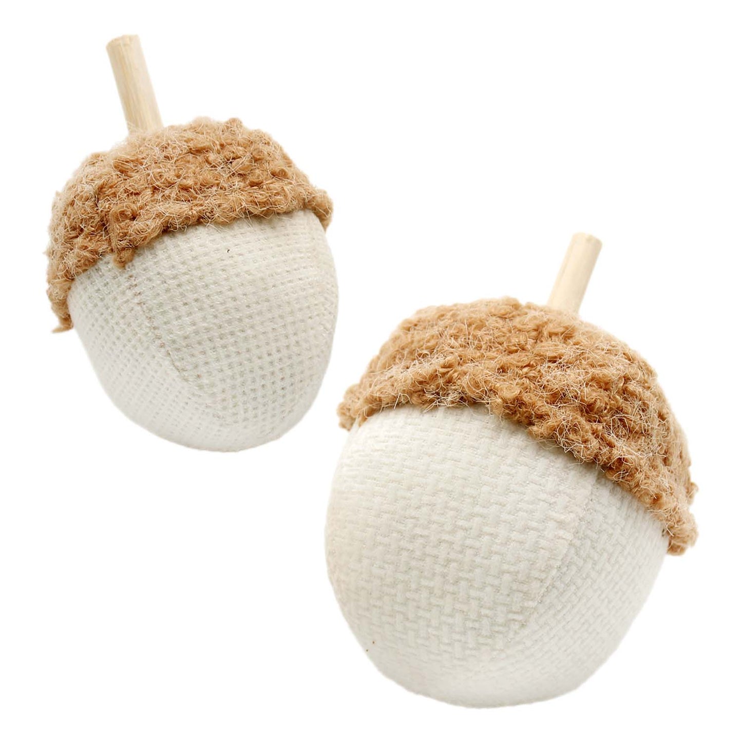 DFQ58269-2S - Set of 2 Fuzzy Plush Orange and Cream Acorns