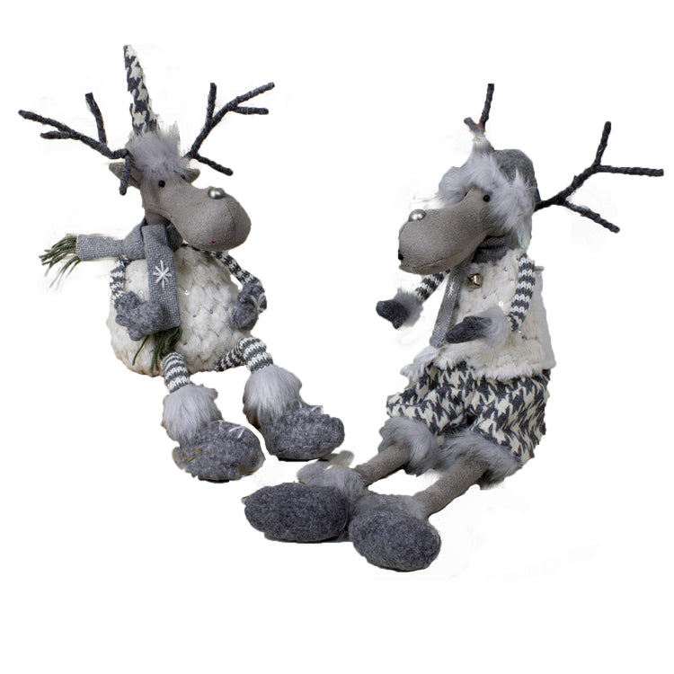 DXF13956-2A - 2 Assorted Gray and White Reindeer