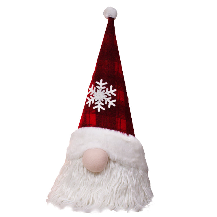 DXF13971 - Red Plaid and Snowflake Hat Gnome Tree Topper