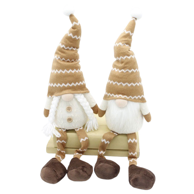 DXF39257-2A - 2 Assorted Cream and Tan Sitting Gnomes