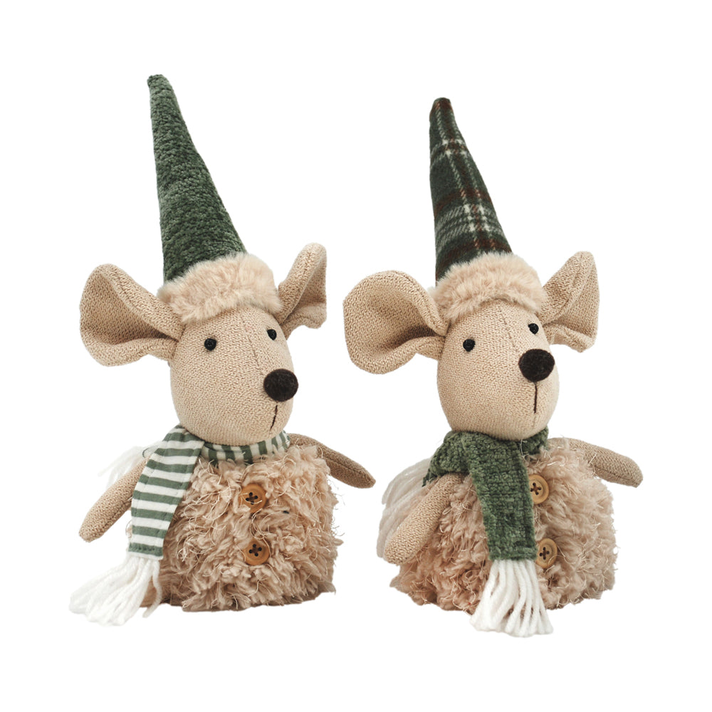 DXF43911-2A - 2 Assorted Plush Sage Mice
