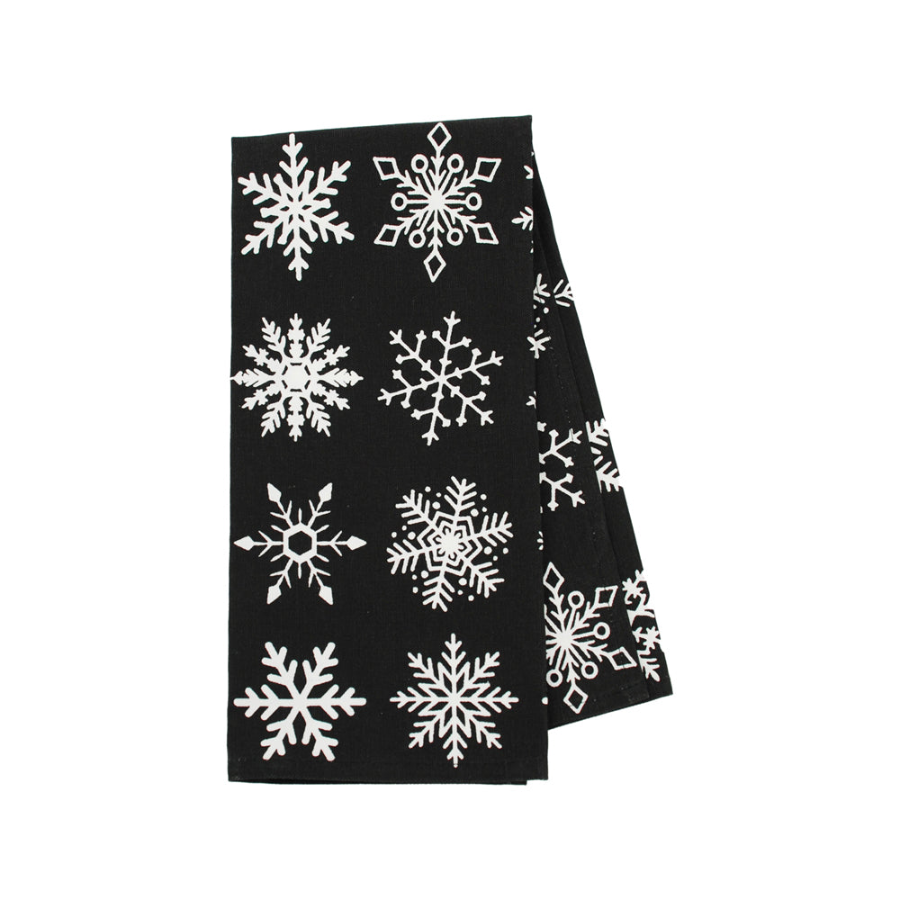 DXI43572 - White on Black Hello Winter Kitchen Towel