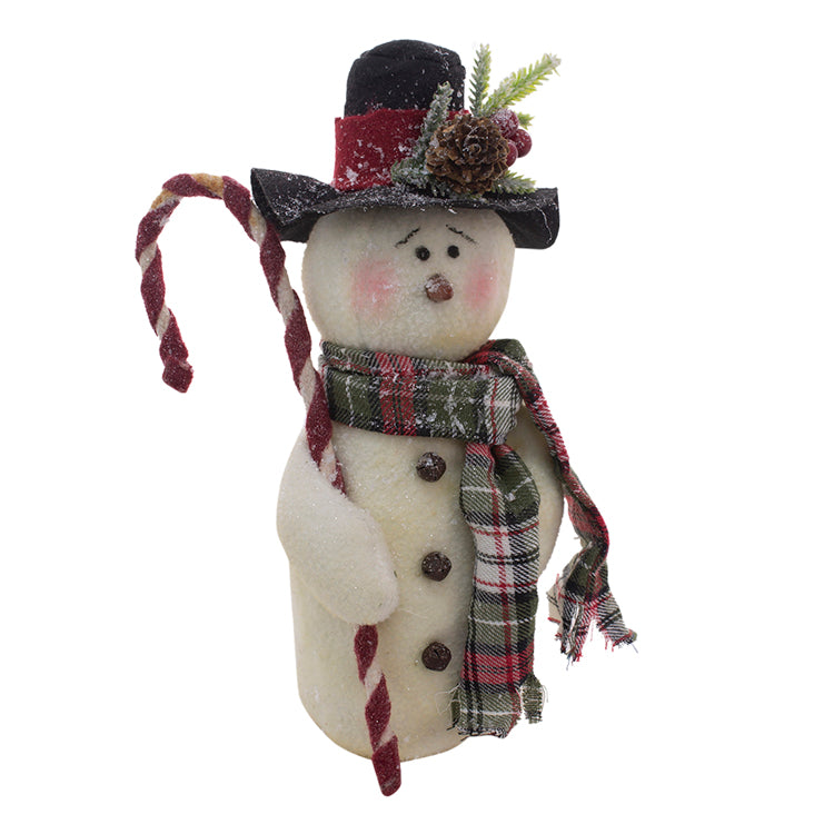 DXQ09467 - Plaid Scarf and Top Hat Candy Cane Snowman