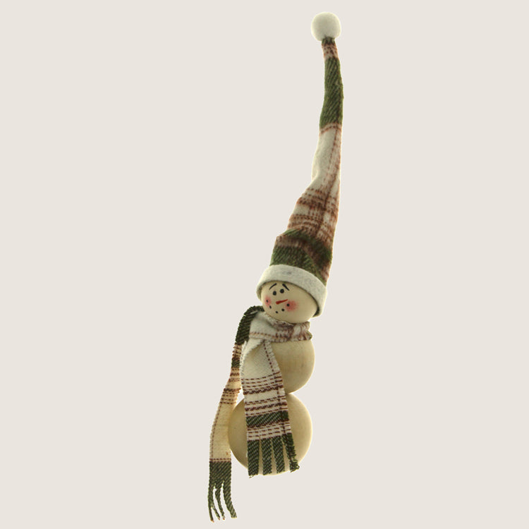 DXQ13594 - Green and Tan Plaid Hanging Snowman