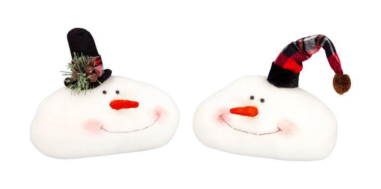 DXQ26142-2A - 2 Assorted Winter Tartan Snowman Heads