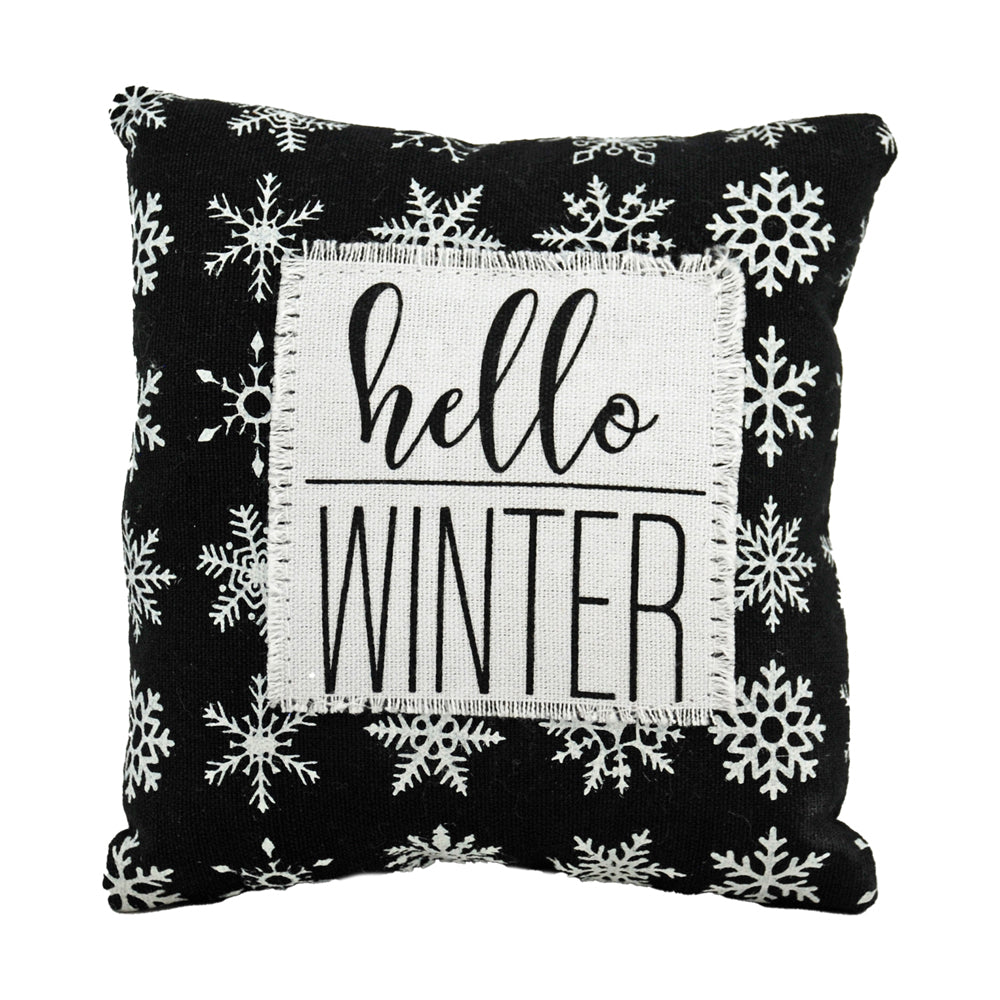 DXQ43305 - Hello Winter Black and White Snowflake Pillow