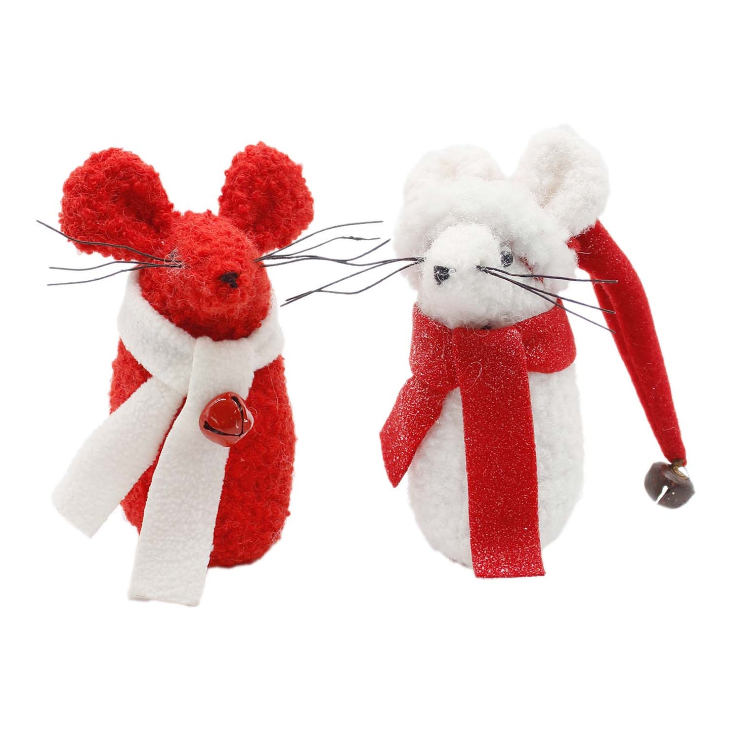 DXQ59324-2S - Set of 2 Red and White Plush Mice