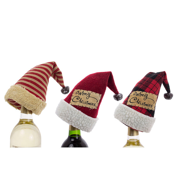 DXQ96434-3A - 3 Assorted Stocking Cap Wine Toppers