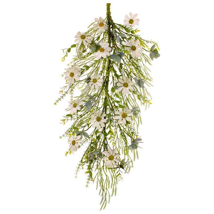 FAQ07803DG - Rustic White Daisy Drip Garland