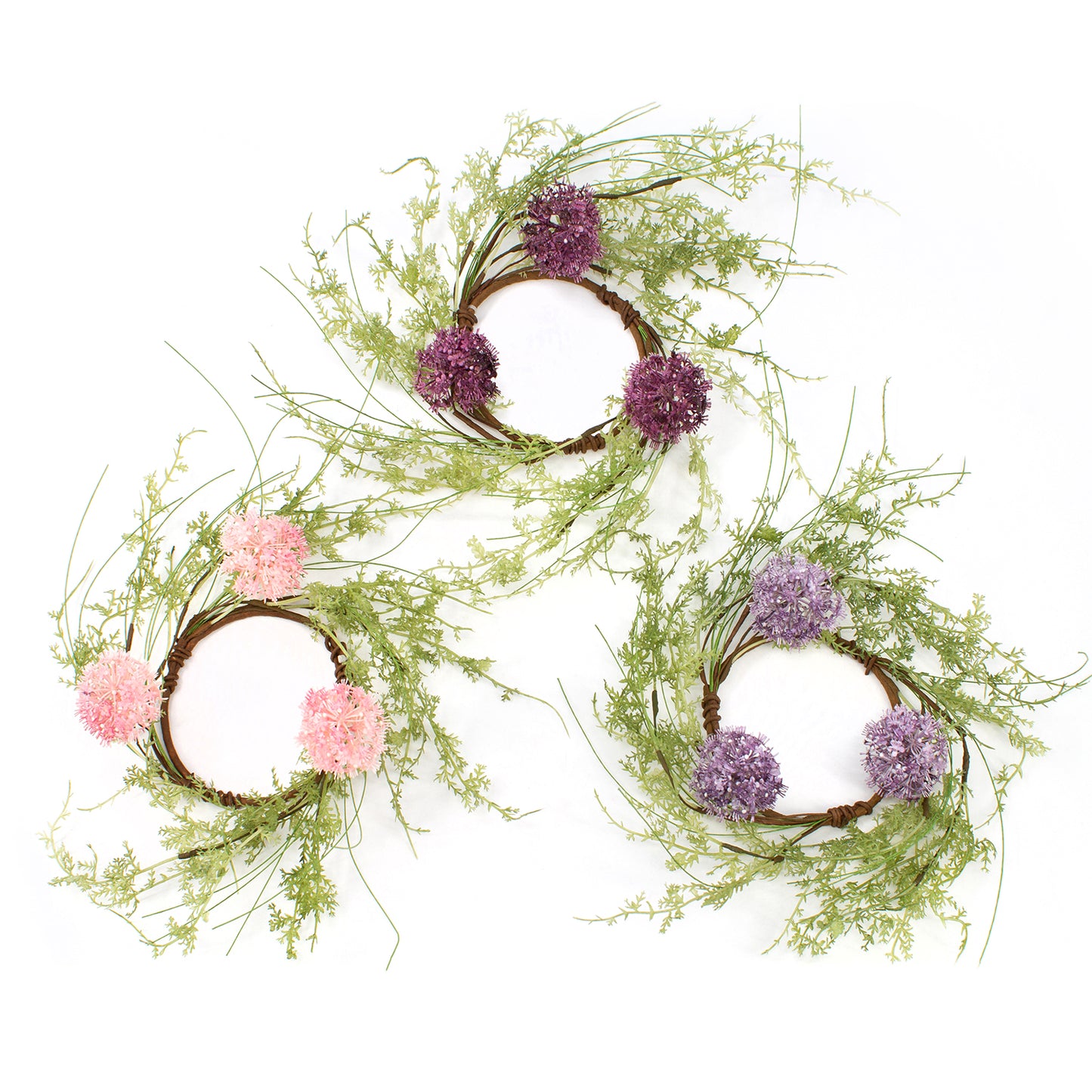 FAQ41768CL-3A - 3 Assorted Lavender, Pink and Purple Queen of the Prairie Candle Rings