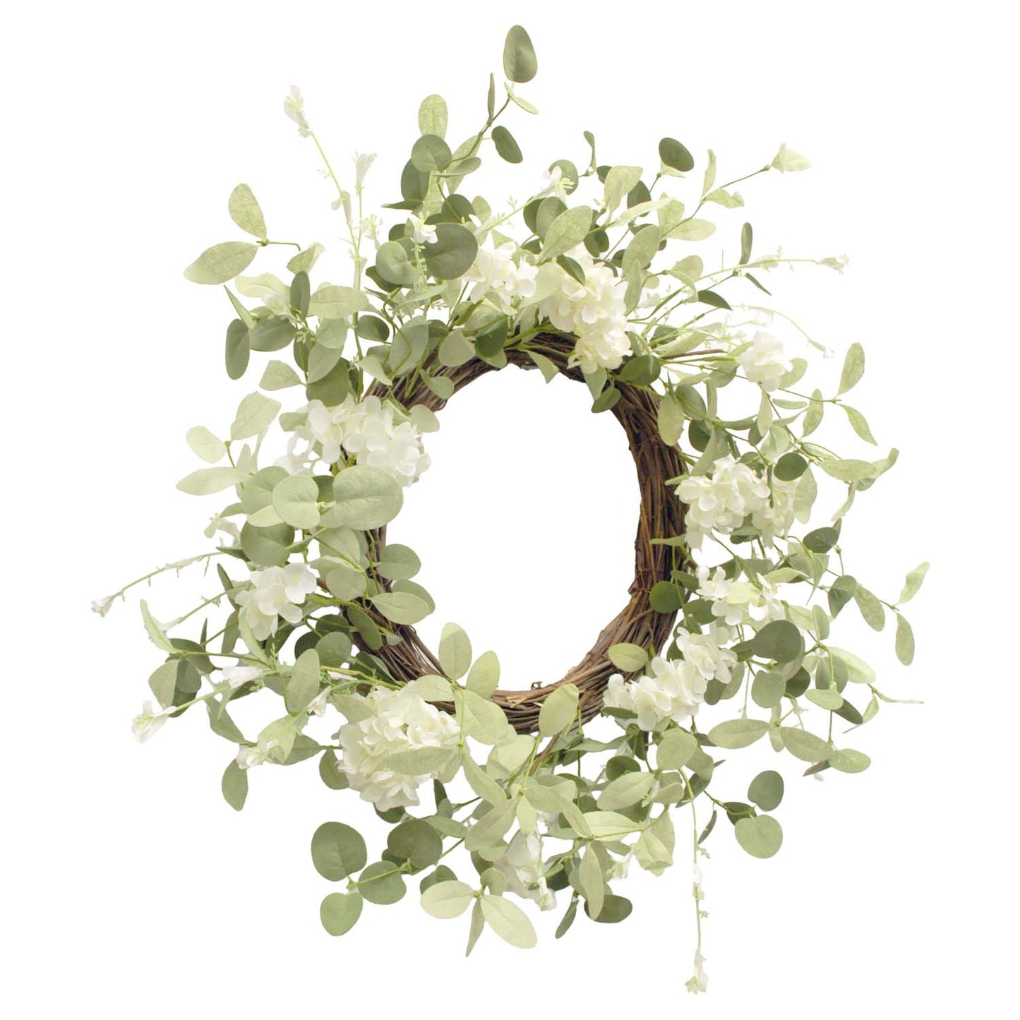 FAQ57823W - Sage Eucalyptus and White Flower Wreath