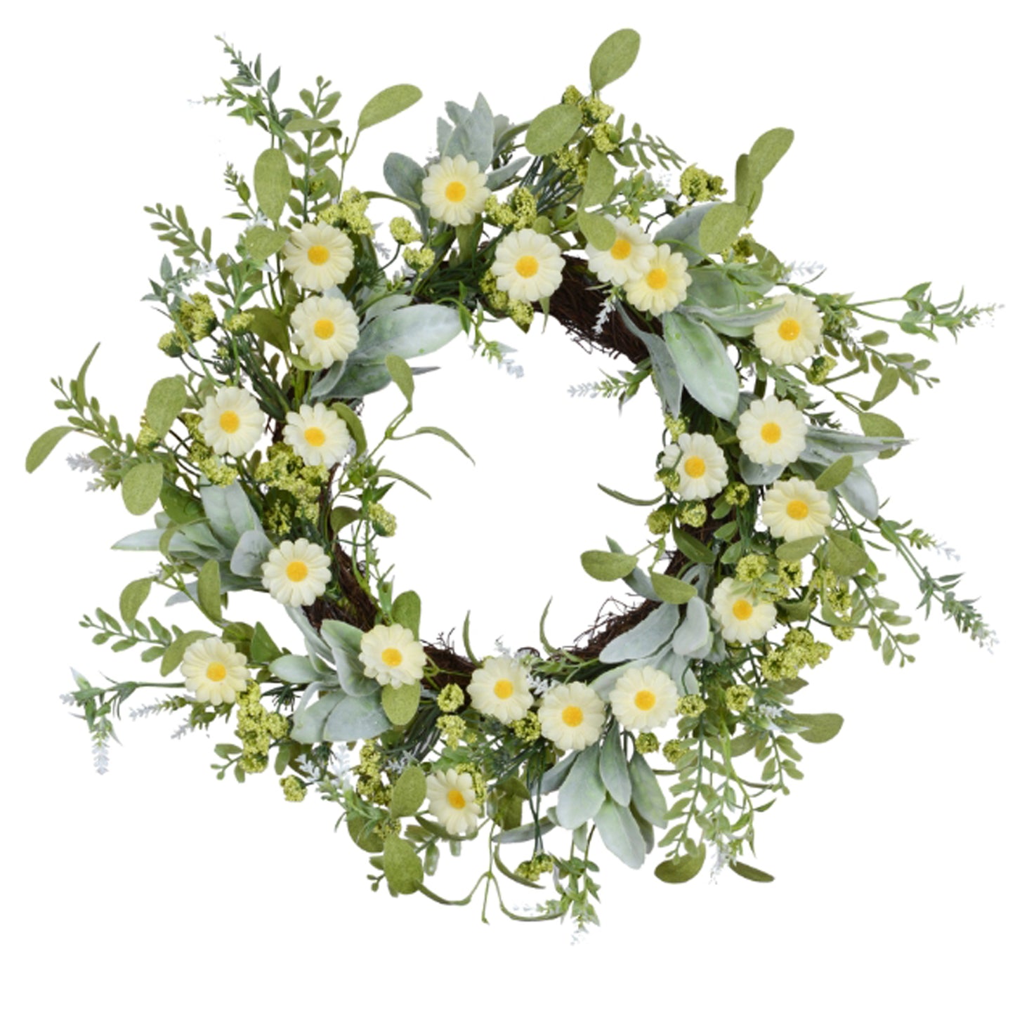 FAQ57846W - Daisy and Eucalyptus Wreath