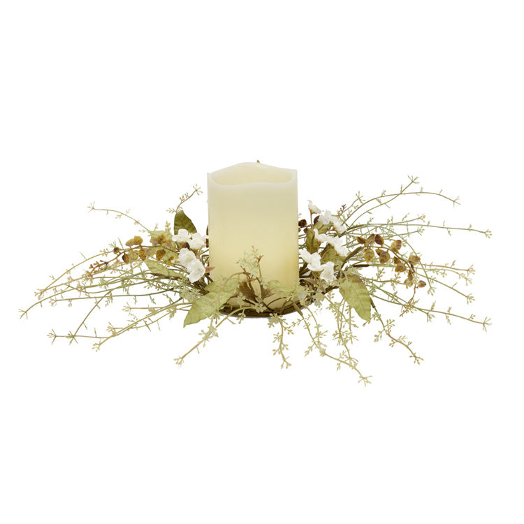FAQ94611CL - White Floral Candle Ring