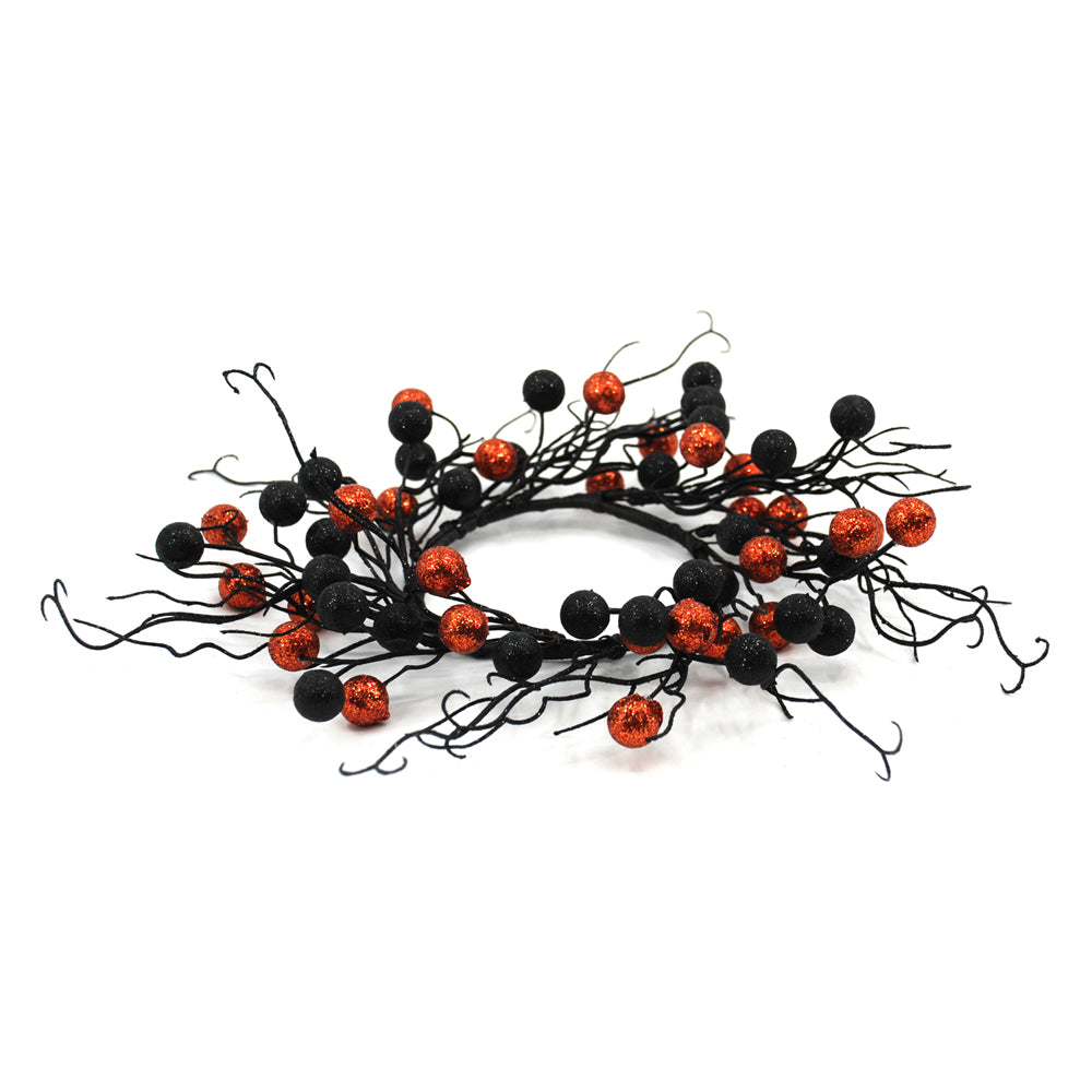 FFD42276-4 - Black and Orange Glitter Candle Ring