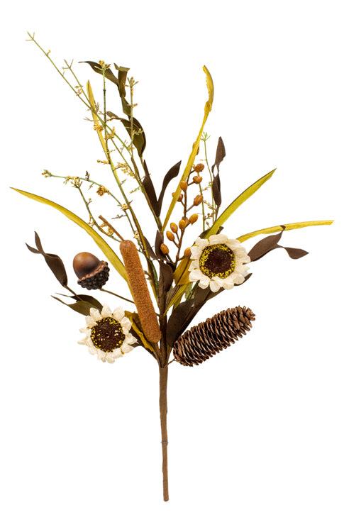 FFQ25719B-18 - Cattail and Sunflower Pinecone Pick