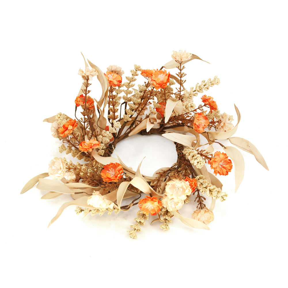 FFQ42851-4 - Natural and Orange Carnation Candle Ring