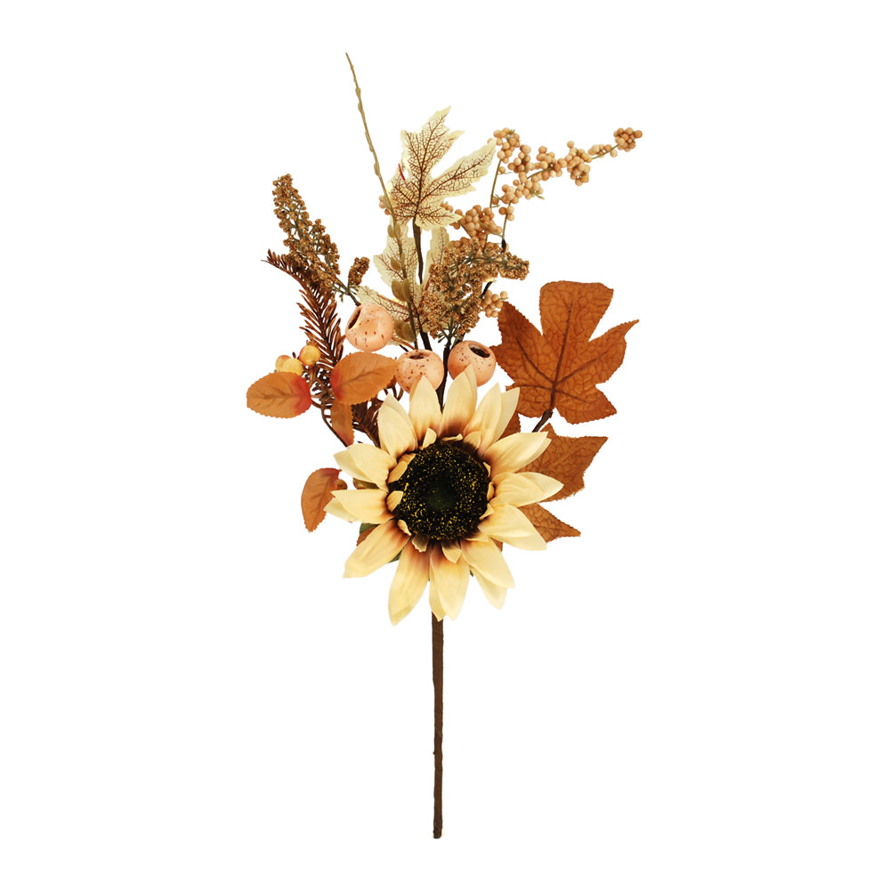 FFQ42984B - Fall Maple and Cream Sunflower Pick