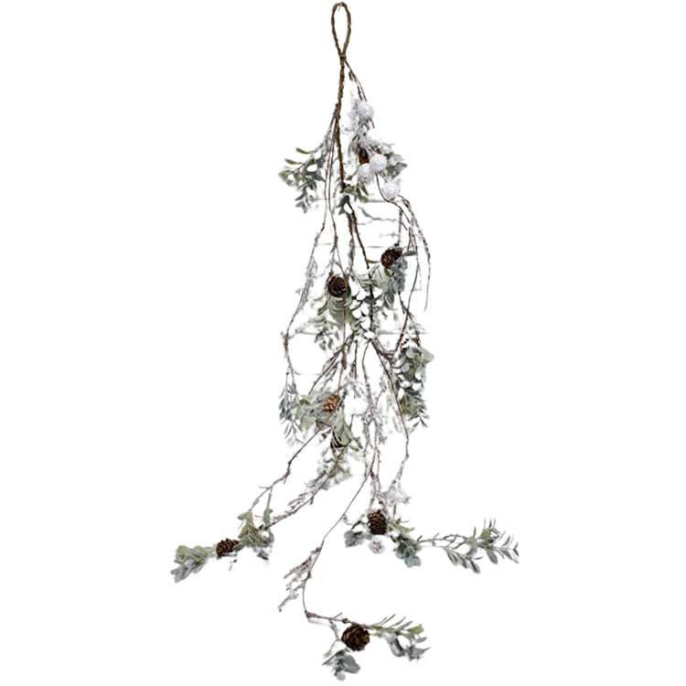 FXD39269DG - Green Leaf and Snowy Crabapple Drip Garland