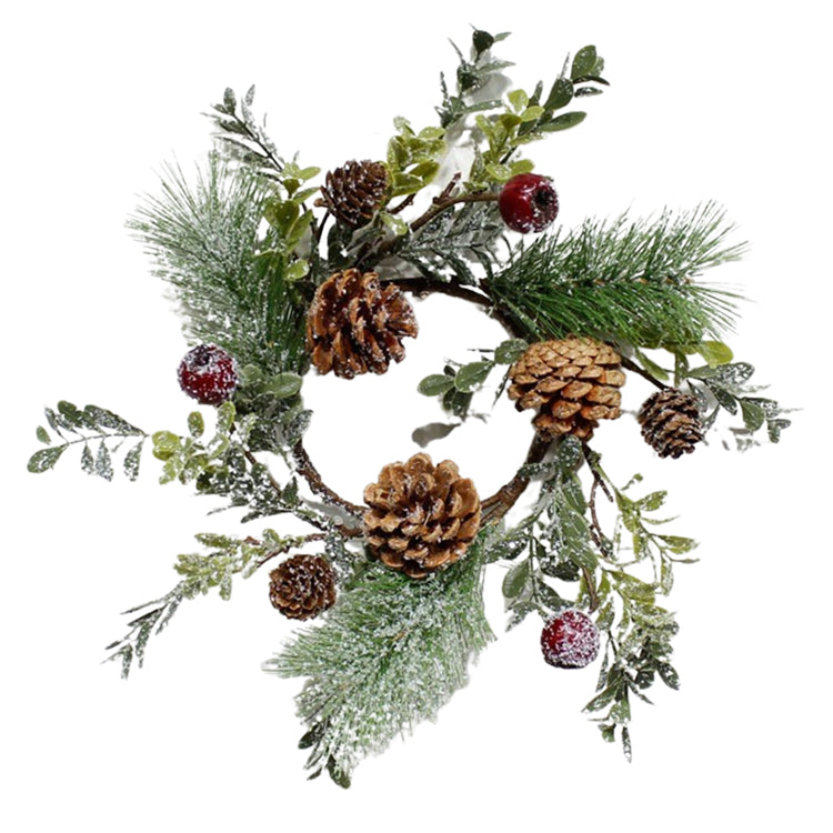 FXD39275CL - Pinecone and Red Crabapple Candle Ring
