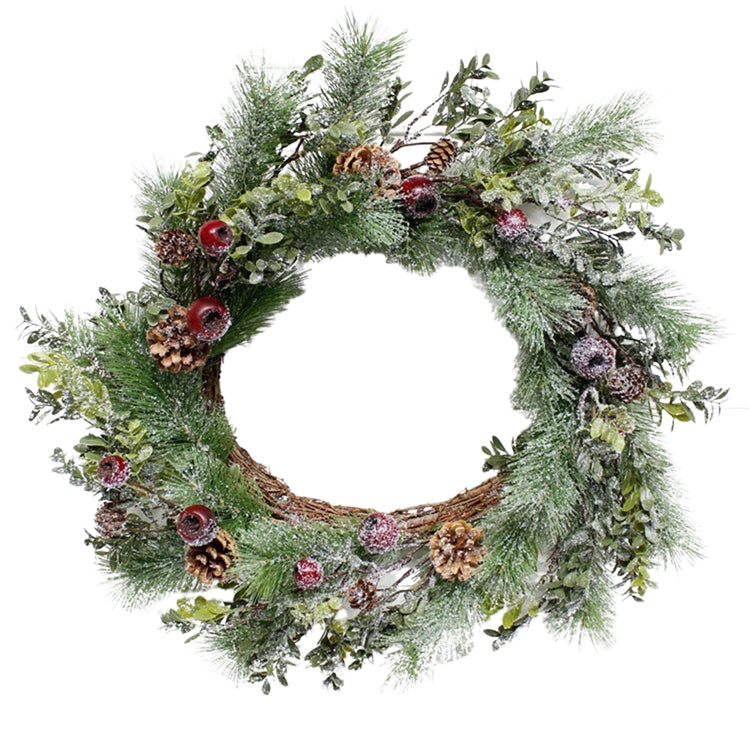 FXD39275W - Pinecone and Red Crabapple Wreath