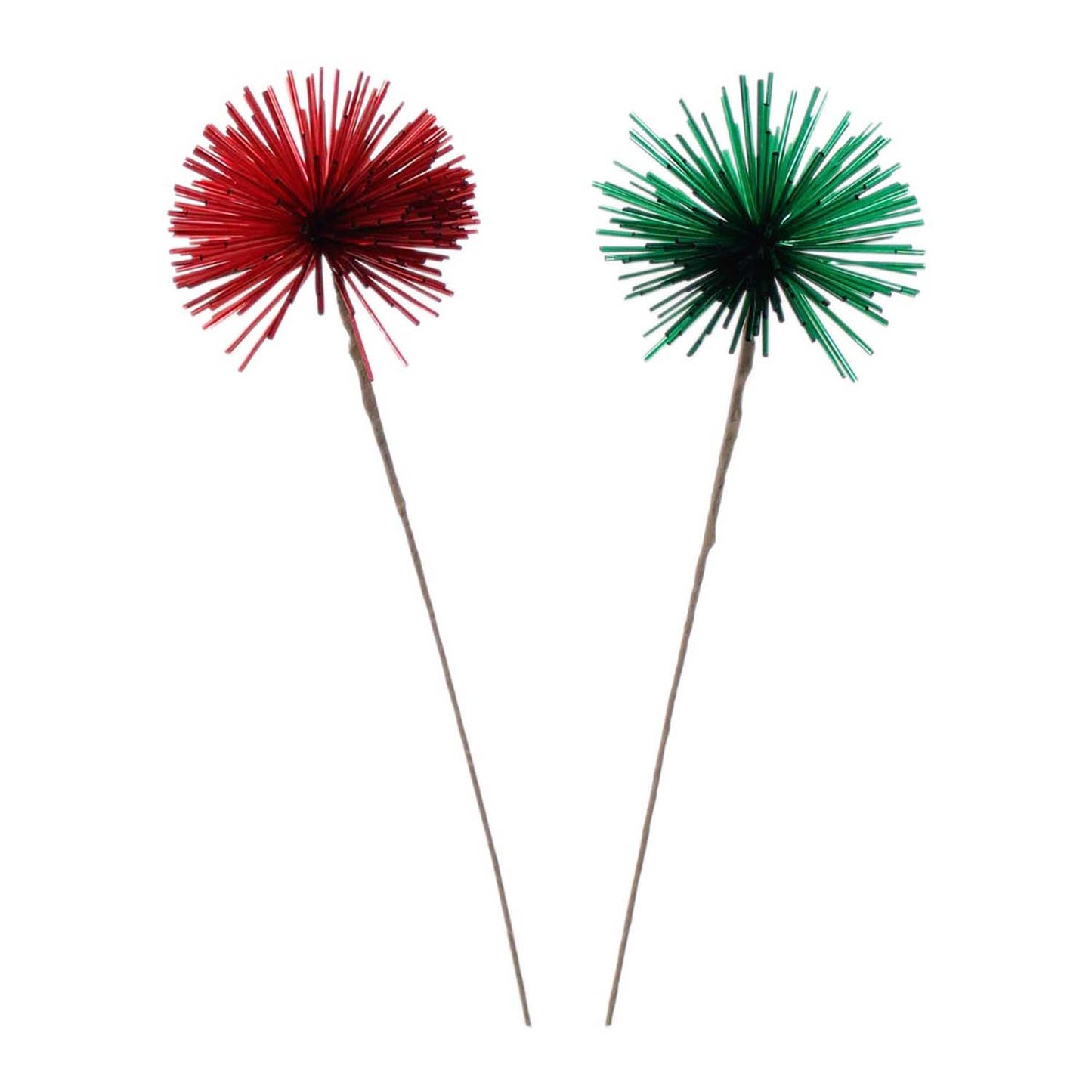 FXD59343-2A - 2 Assorted Red and Green Spiky Ball Picks